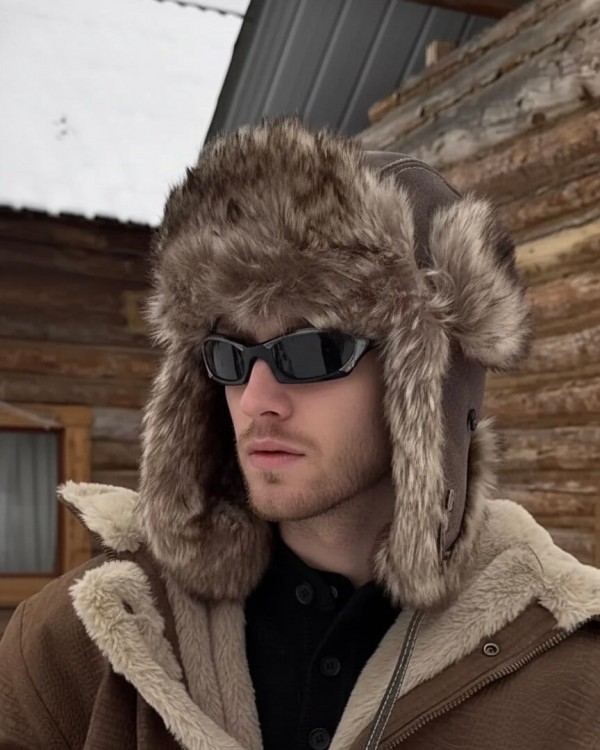 Шапка-вушанка комбінована з екохутром grizzly vibe