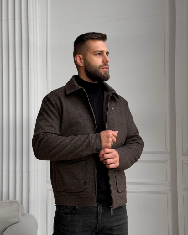 Чоловічий класичний вовняний бомбер з утепленням wool jacket