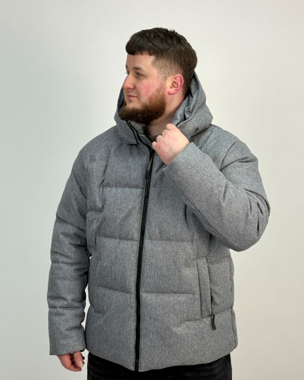 Теплий чоловічий пуховик з фактурної полібавовни puffer down 
