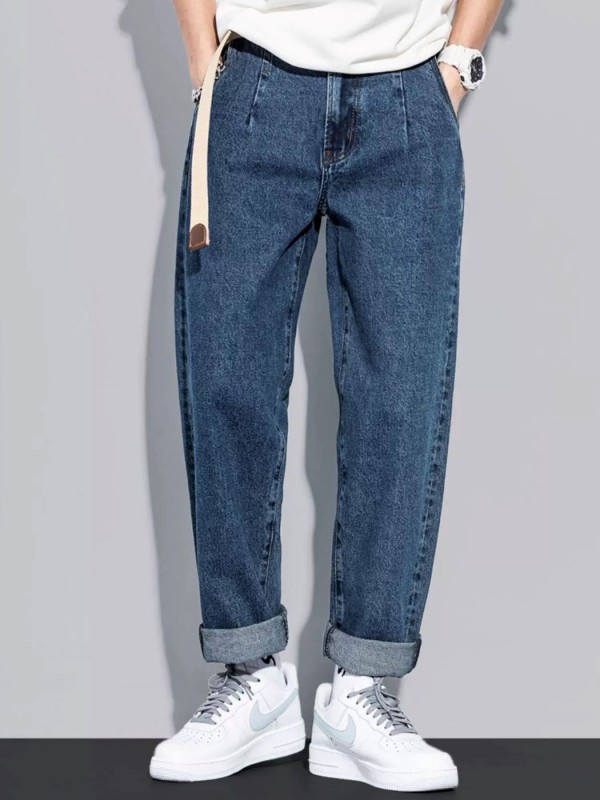 Чоловічі базові прямі джинси mom urban blue