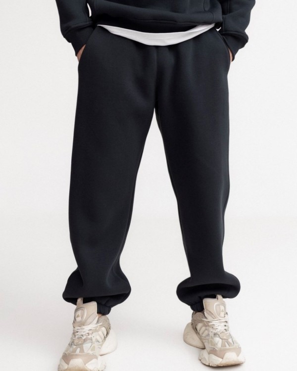 Зручні чоловічі утеплені штани-джогери з широкою резинкою classic joggers