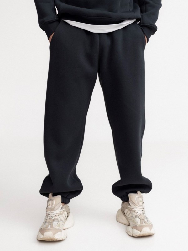 Зручні чоловічі утеплені штани-джогери з широкою резинкою classic joggers