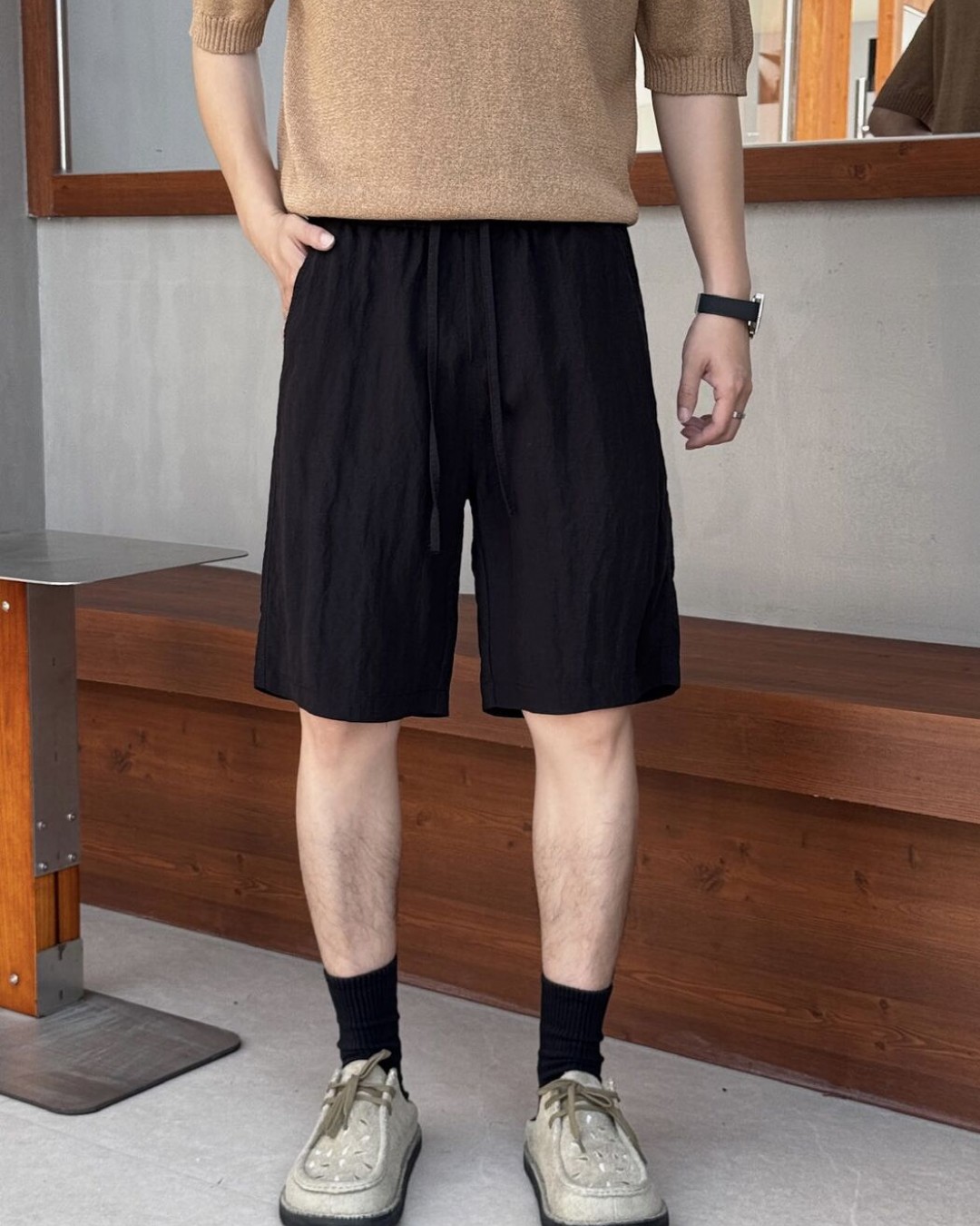 Чоловічі шорти з еластичним поясом basic shorts  -  Зображення 4