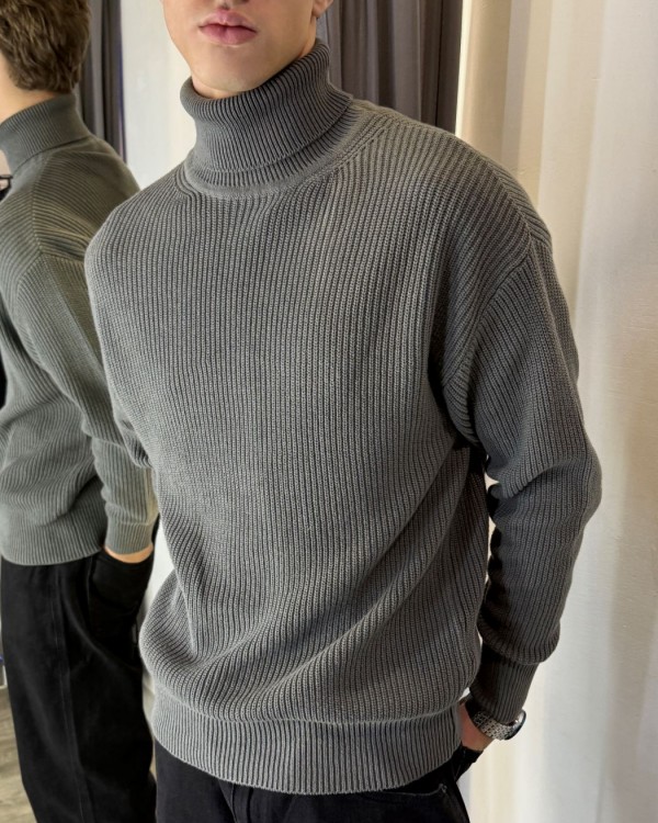 Чоловічий теплий в'язаний оверсайз гольф soft touch knitted