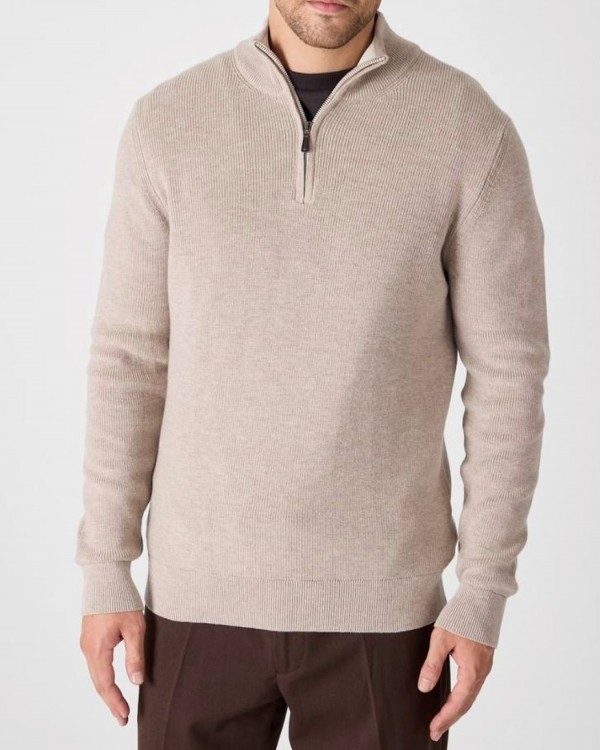 Стильна класична чоловіча кофта з коміром-стійкою quarter-zip