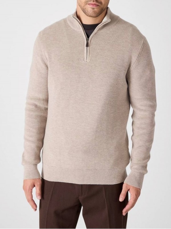 Стильна класична чоловіча кофта з коміром-стійкою quarter-zip