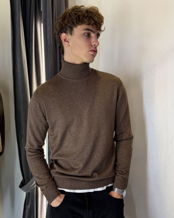 Базовий чоловічий бавовняний гольф з високим коміром refined cotton