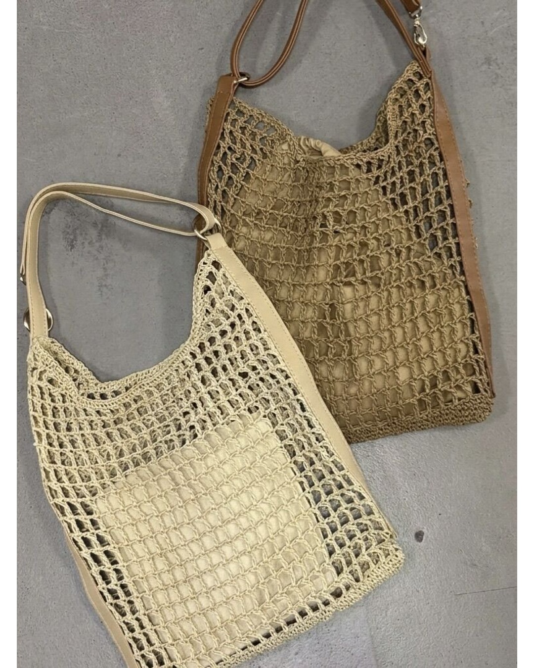 Плетений шопер з регульованою ручкою woven tote bag