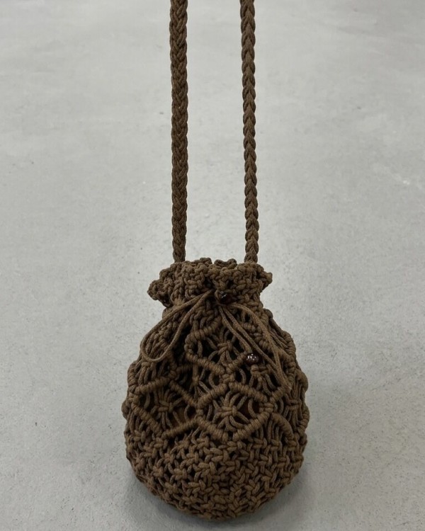 Плетена жіноча сумка-мішок з бавовняного шнура brown woven bag