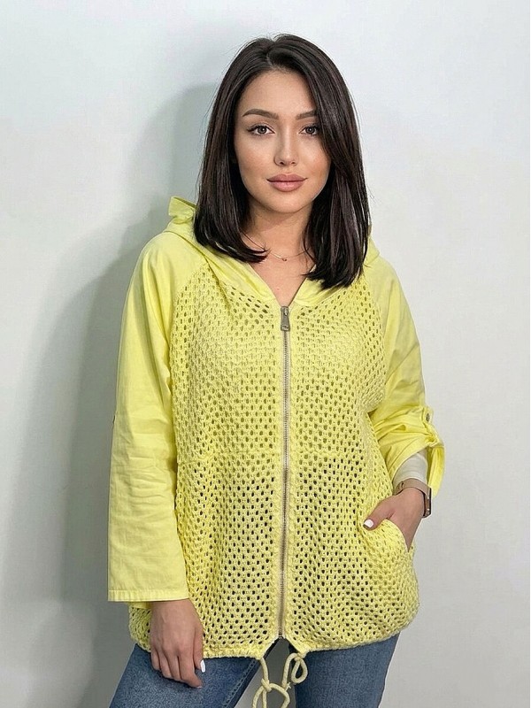 Жіноча бавовняна вітровка з капюшоном perforated cotton windbreaker