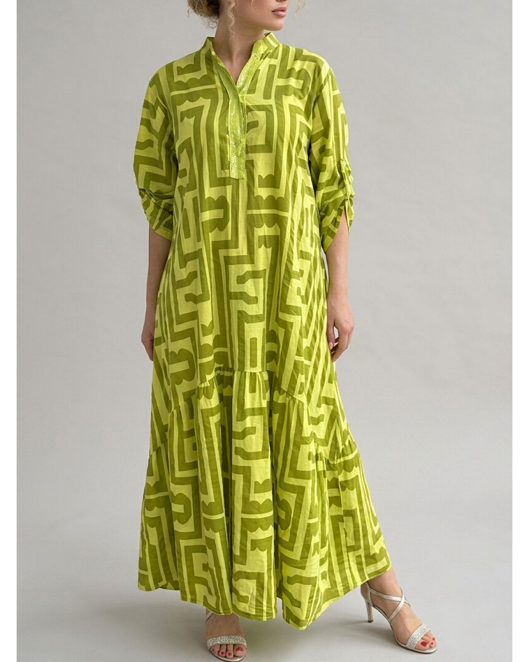Літня сукня з бавовни з геометричним принтом long cotton dress  -  Зображення 1