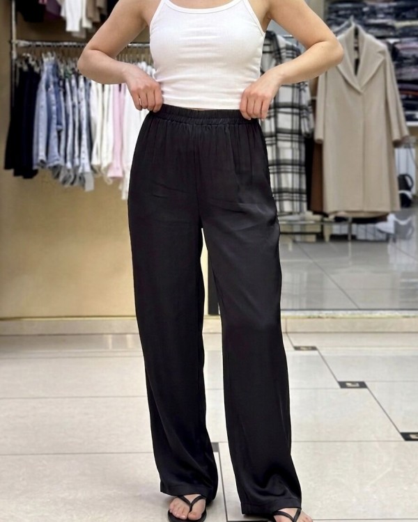 Легкі атласні штани black silk-like pants