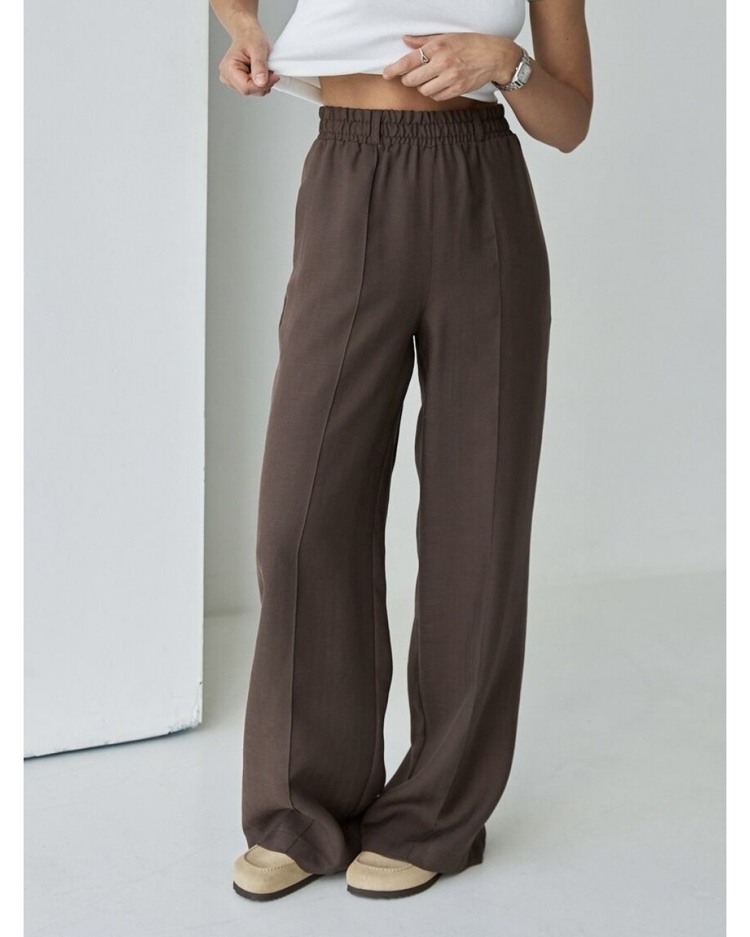 Легкі штани з льону wide-leg linen pants