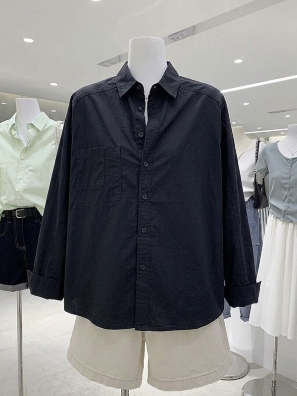 Сорочка з бавовни вільного крою basic shirt