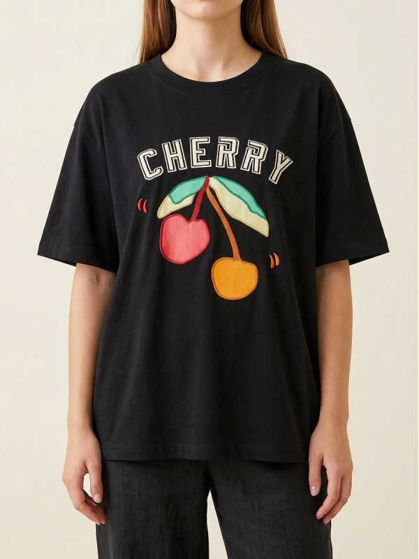 Футболка жіноча з вишнями cherry-print T-shirt