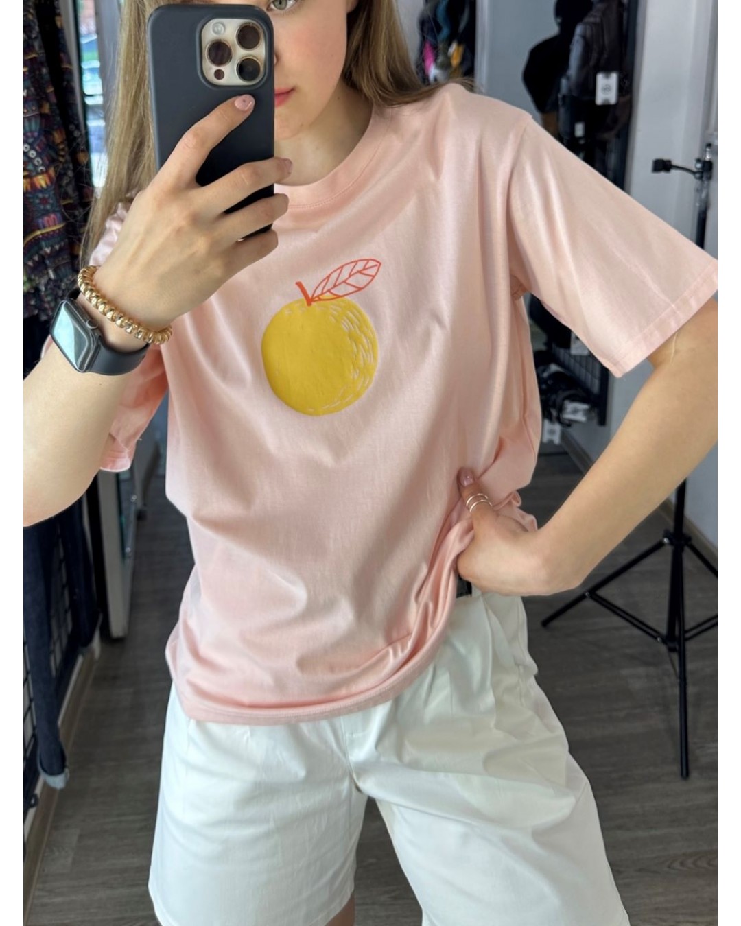 Футболка з принтом апельсина juicy orange