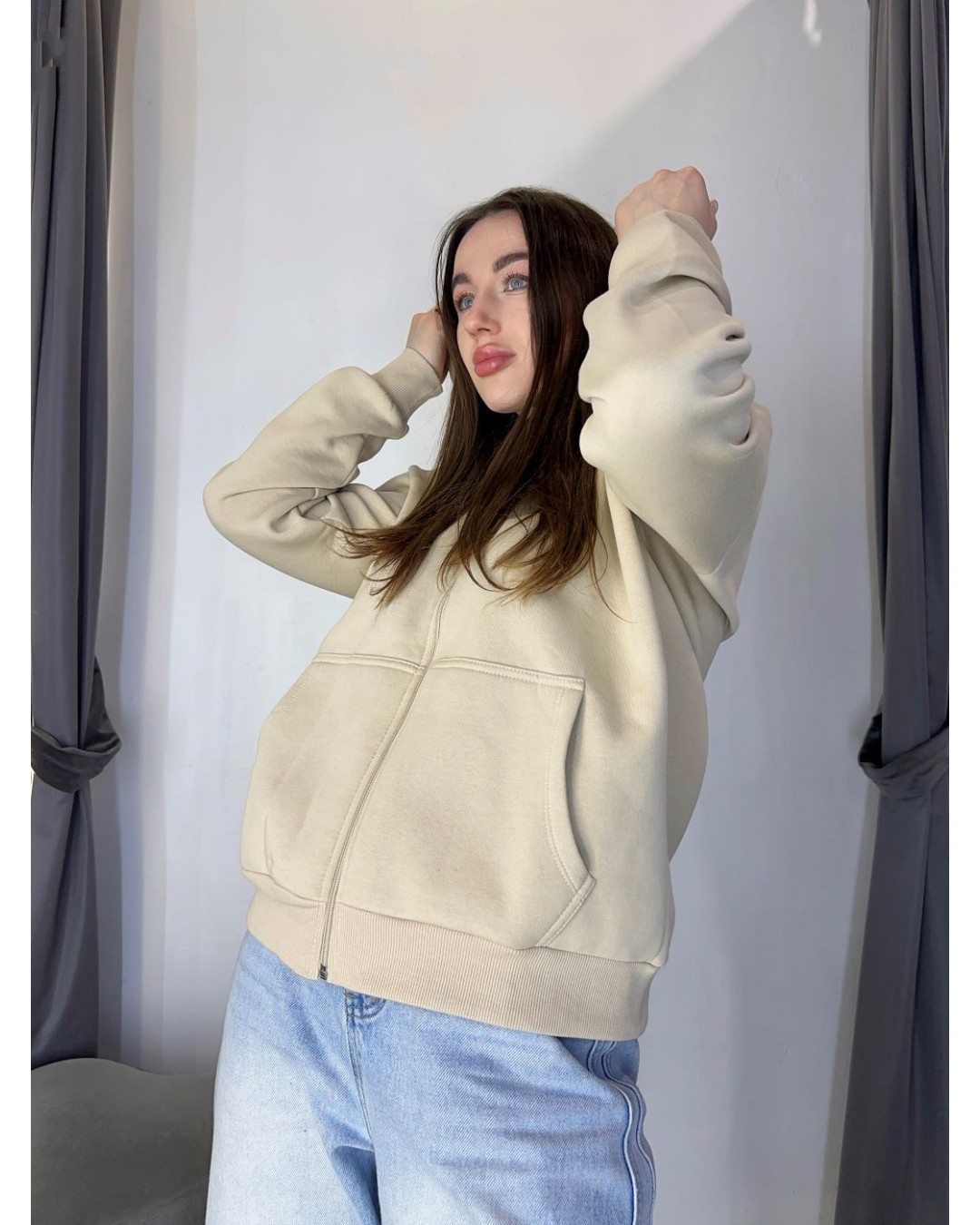 Утеплена кофта basic style на блискавці 