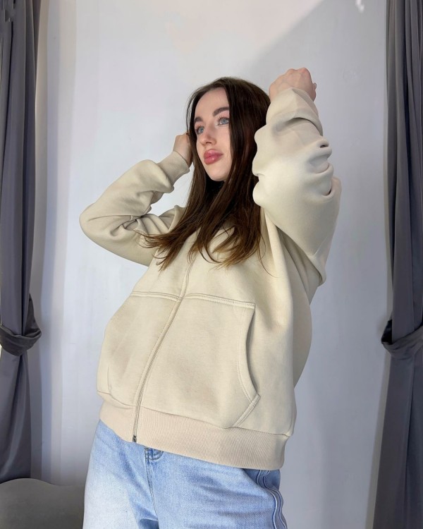 Утеплена кофта basic style на блискавці 