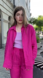 Стильна жіноча сорочка з льону вільного крою linen beauty